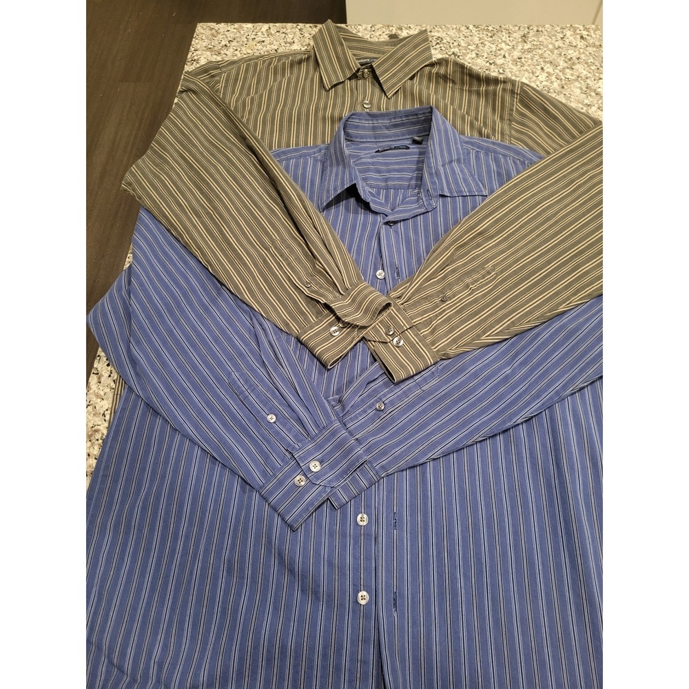 Lot of‎ 2 Van Heusen Studio Mens XLT Tall Striped Long Sleeve Button Down Shirts